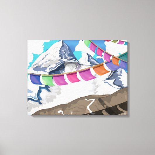 ネパール祈りの言葉フラッグス旅行ポスター キャンバスプリント (正面)