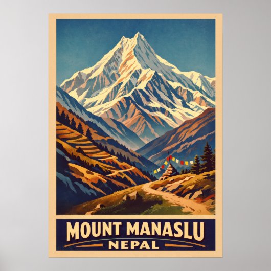 ネパール マナスル山 V01 ポスター (正面)