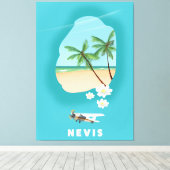 ネビカリブのス島図解入りの、写真付きのの地図。 キャンバスプリント (インサイチュ (ウッドフロア))