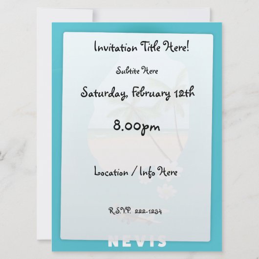 ネビスのカリブ海島 イラストマップ 招待状 (裏面)