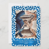 ネビュラブルーの大きな雪の点々が輝くクリスマスカード 招待状 (正面)