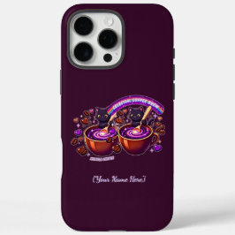 ネビュラ セレスティアル コーヒー 猫 かわいい 紫 iPhone 16 PRO MAXケース