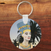 ネフェティカラフルポートレートとヤシの木 キーホルダー (正面)