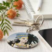 ネフェティカラフルポートレートとヤシの木 キーホルダー (側面)