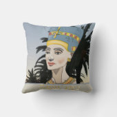 ネフェティカラフルポートレートとヤシの木 クッション (裏面)