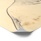 ネフェティティポートレートスケッチ古代エジプトパピルス ポスター (角)