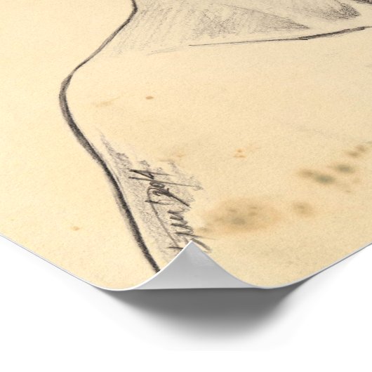 ネフェティティポートレートスケッチ古代エジプトパピルス ポスター (角)