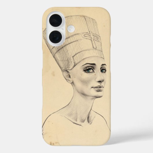 ネフェティティポートレートスケッチ古代エジプトパピルス Case-Mate iPhoneケース (裏面)
