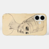 ネフェティティポートレートスケッチ古代エジプトパピルス Case-Mate iPhoneケース (裏面 (横))