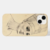 ネフェティティポートレートスケッチ古代エジプトパピルス Case-Mate iPhoneケース (裏面 (横))