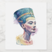 ネフェルティティの水彩画ラベル - エジプトの美術 ワインラベル (シングルラベル)