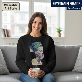 ネフェルティティ女王の水彩Tシャツ - エジプト美術 Tシャツ