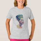 ネフェルティティ女王の水彩Tシャツ - エジプト美術 Tシャツ (正面)