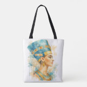 ネフェルティティ王妃の水彩画 古代エジプト美術 トートバッグ (裏面)