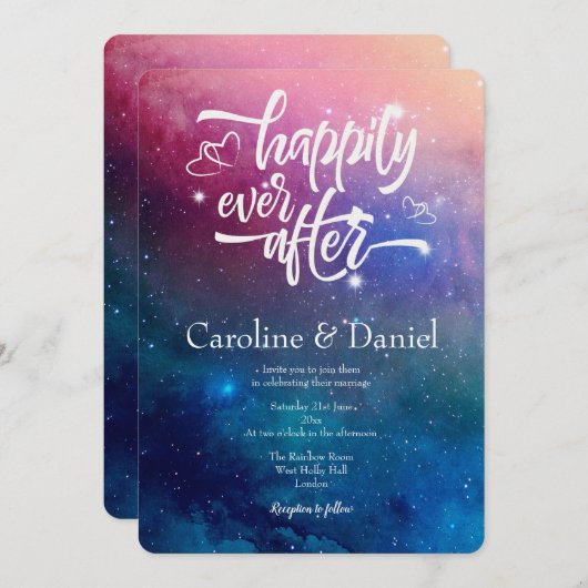 ネブカラフルラタイポグラフィ結婚式招待状 招待状 (正面/裏面)