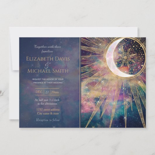 ネブカラフルラ金ゴールドドードルサンムーンマンダラ 招待状 (正面)