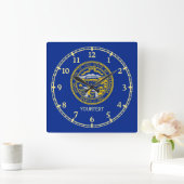 ネブパーソナライズされたラスカ州旗のデザイン スクエア壁時計 (ホーム)