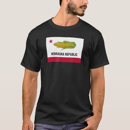 ネブラスカおもしろい共和国の国旗のコーンハスカー州スーフ Tシャツ (正面)