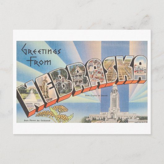 ネブラスカからのヴィンテージの挨拶 ポストカード (正面)