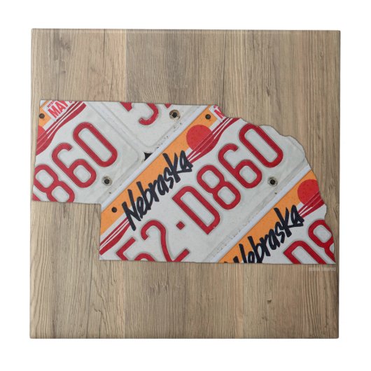 ネブラスカのナンバープレートの地図のセラミックタイル タイル (正面)