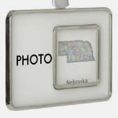 ネブラスカの地図 シルバープレートフレームオーナメント (右)