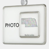 ネブラスカの地図 シルバープレートフレームオーナメント (左)