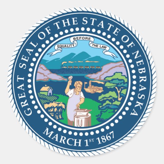 ネブラスカの州のシールアメリカ共和国の記号の旗 ラウンドシール (正面)