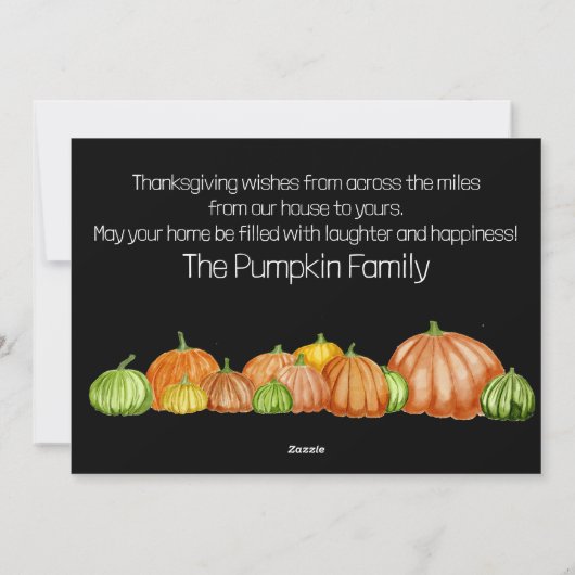 ネブラスカの水の色のカボチャ感謝状カード シーズンカード (裏面)