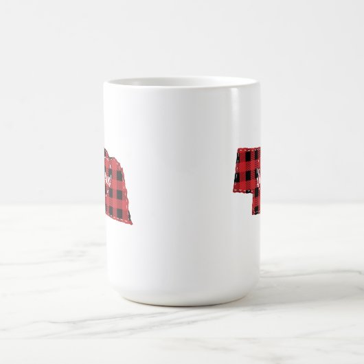 ネブラスカカスタムホーム州バッファロープレイドクリスマスクリスマス コーヒーマグカップ (中央)