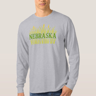 ネブラスカグラスランドタイポグラフィ   タル素朴グラス Tシャツ