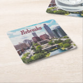 ネブラスカシティスカイラインオマハ スクエアペーパーコースター (アングル)