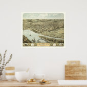 ネブラスカシティー、NEパノラママップ – 1868 ポスター (キッチン)