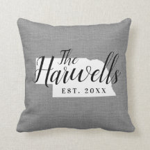 ネブラスカファミリーモノグラム州装飾用クッション