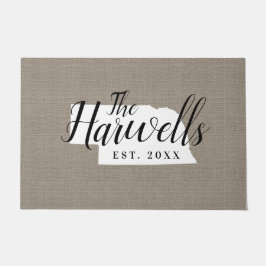 ネブラスカファミリーモノグラム州Doormat ドアマット