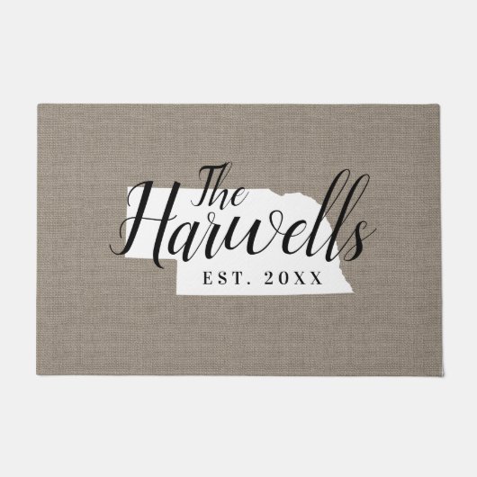 ネブラスカファミリーモノグラム州Doormat ドアマット (正面)