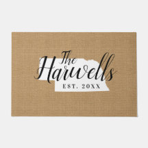 ネブラスカファミリーモノグラム州Doormat