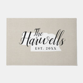 ネブラスカファミリーモノグラム州Doormat ドアマット