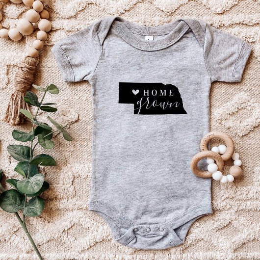 ネブラスカホームグロウン州ティー ベビーボディスーツ
