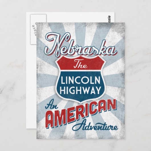 ネブラスカリンカーンハイウェイヴィンテージアメリカ ポストカード (正面/裏面)