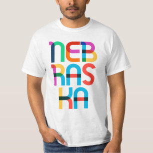 ネブラスカヴィンテージポップ・アートのレトロアカラフルート80s型 tシャツ