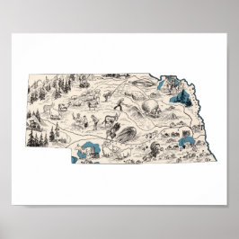 ネブラスカヴィンテージ写真の地図 ポスター