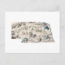 ネブラスカヴィンテージ写真地図ネブラスカ州図 ポストカード