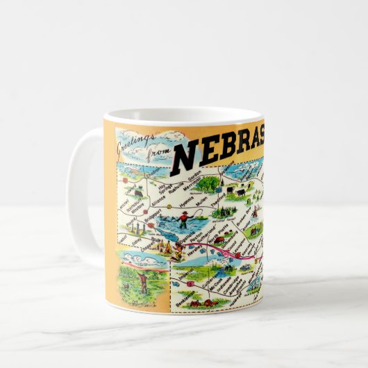 ネブラスカ地図マグ コーヒーマグカップ (正面左)