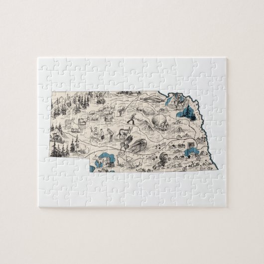 ネブラスカ型コーンハスカーヴィンテージ写真マップ ジグソーパズル (横)