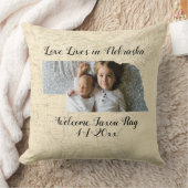 ネブラスカ州に住む古い地図州の形をした写真 クッション (ブランケット)