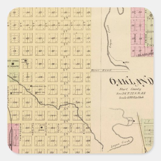 ネブラスカ州のテカマとオークランドとリオン スクエアシール (正面)