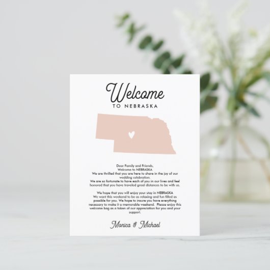ネブラスカ州の手紙と旅程へようこそ任意の色 (スタンド正面)