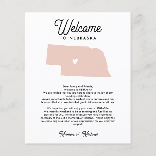ネブラスカ州の手紙と旅程へようこそ任意の色 (正面)