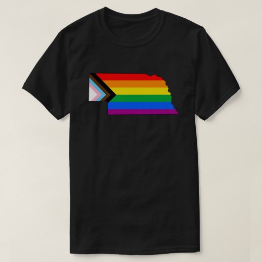 ネブラスカ州の誇り LGBTQ プログレスプライド Tシャツ (デザイン正面)
