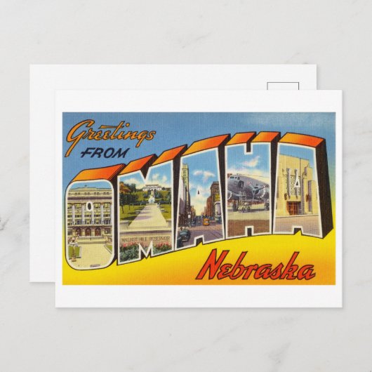 ネブラスカ州オマハからのヴィンテージの挨拶 ポストカード (正面/裏面)